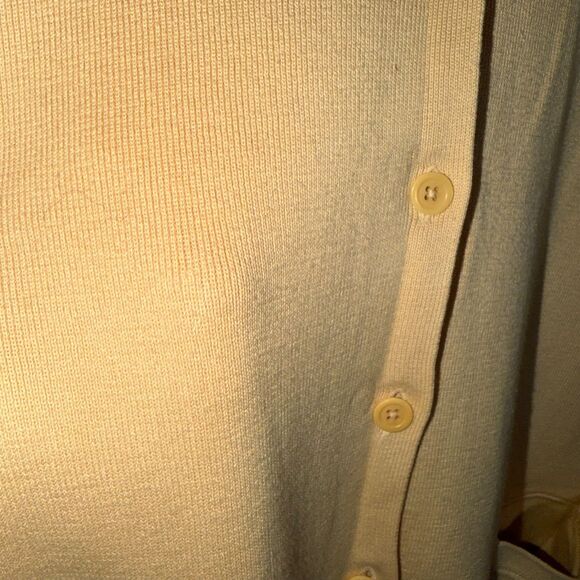 Vintage Lands’ End Tan Cotton Cardigan Button Front Pockets Women’s XL - Picture 5 of 11